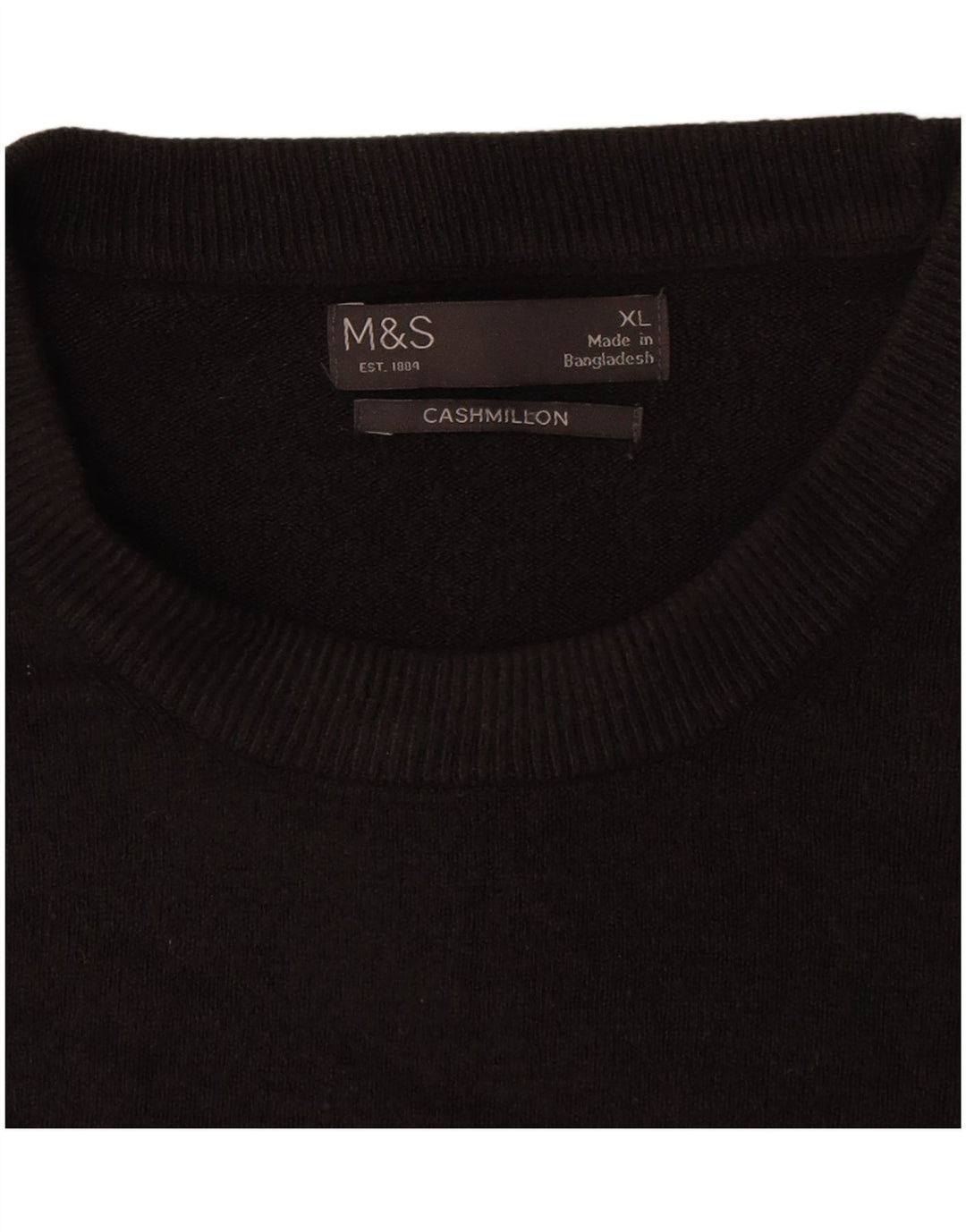 Marks & Spencer Męski sweter z okrągłym dekoltem XL, czarny akryl