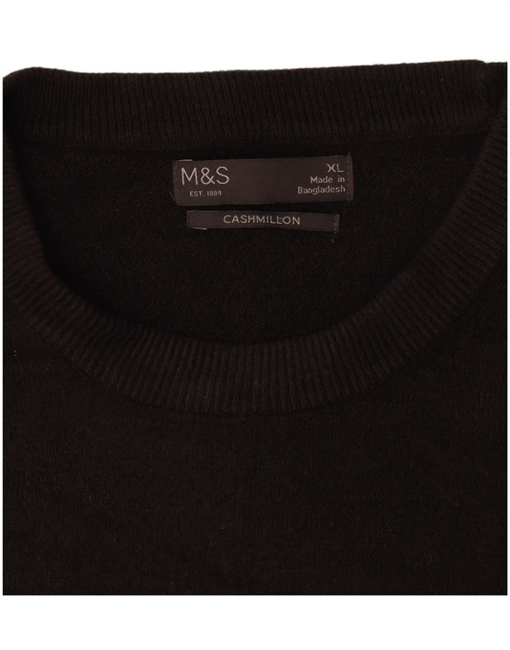 Marks & Spencer Męski sweter z okrągłym dekoltem XL, czarny akryl