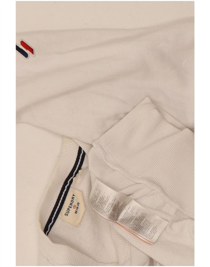 Damski sweter bluzowy Superdry UK 14, duży, biały, bawełniany