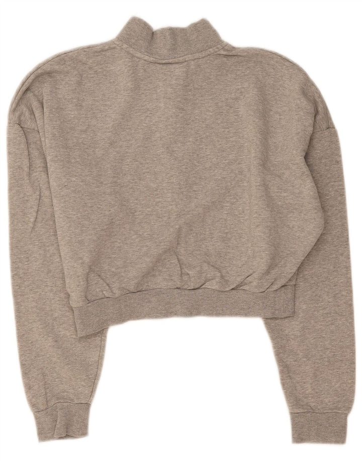 NIKE Womens Oversized Crop Sweatshirt Jumper UK 10 Small Grey Flecked