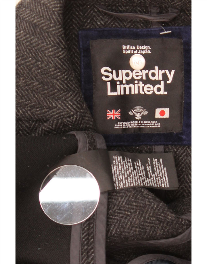 Płaszcz męski Superdry XS, szara wełna w jodełkę