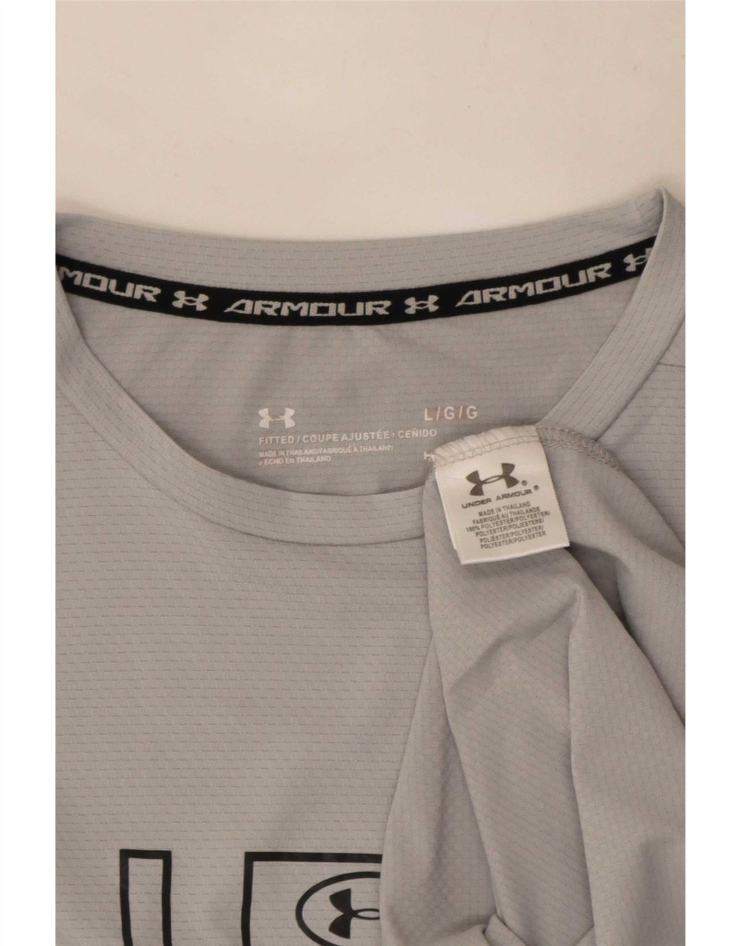 Męska koszulka z grafiką Under Armour, duża, szara, poliestrowa