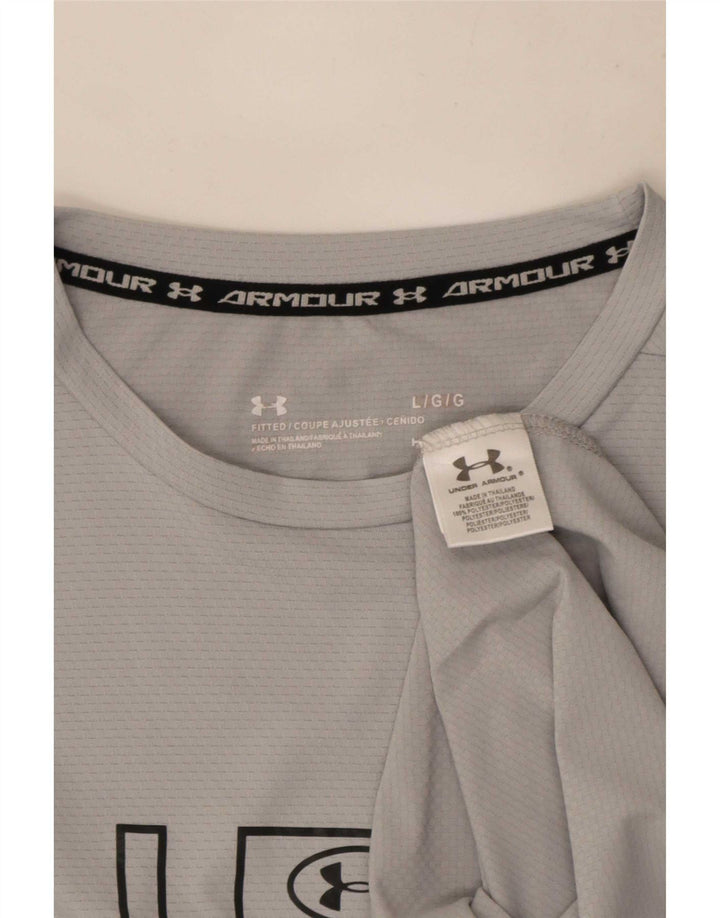 Męska koszulka z grafiką Under Armour, duża, szara, poliestrowa