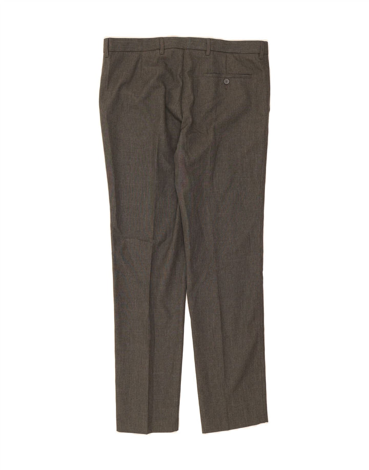 MARKS & SPENCER Mens Slim Casual Trousers W36 L33 Grey Polyester Vintage Marks & Spencer and Second-Hand Marks & Spencer from Messina Hembry 