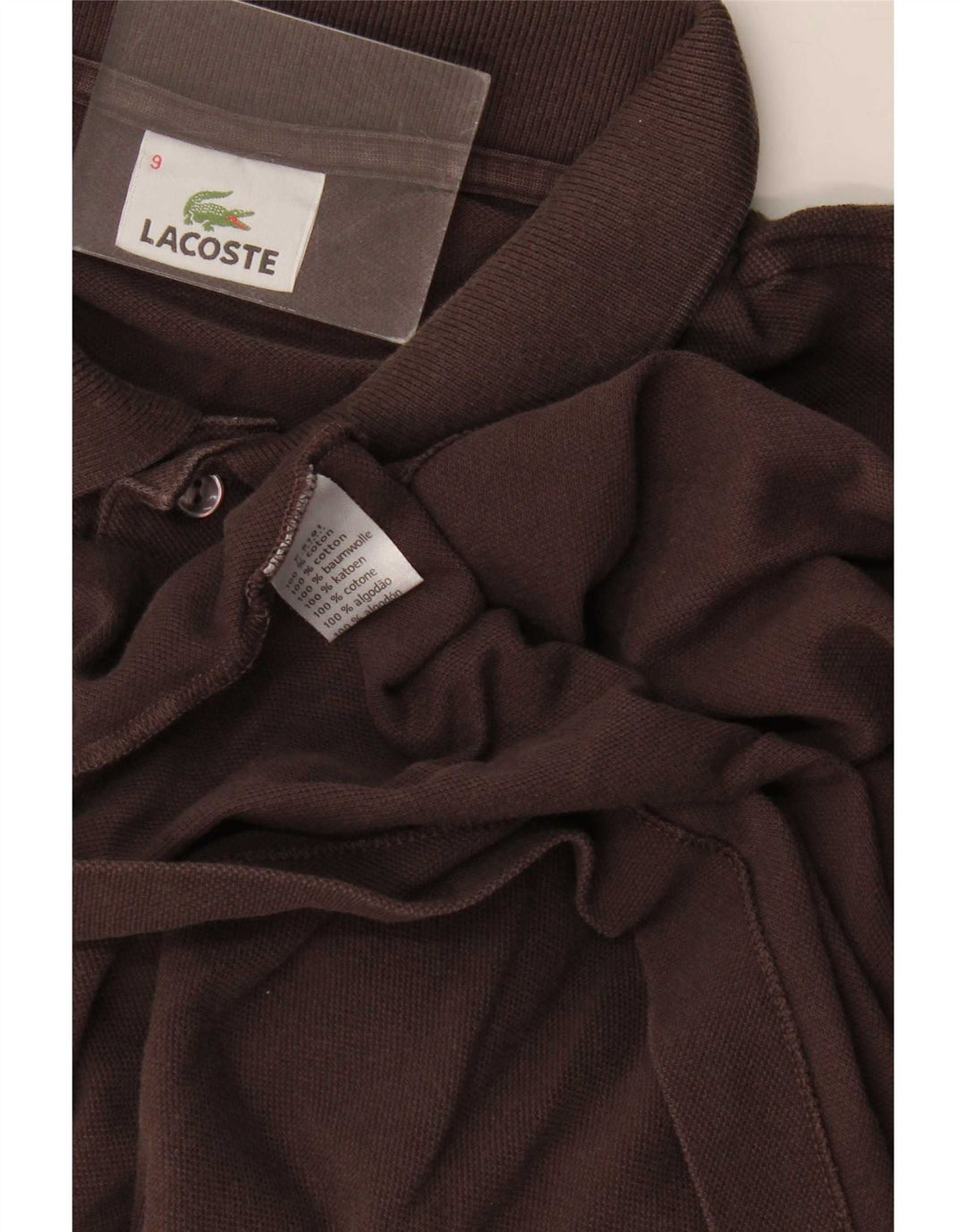 Męska koszulka polo Lacoste, rozmiar 9, 4XL, brązowa, bawełniana