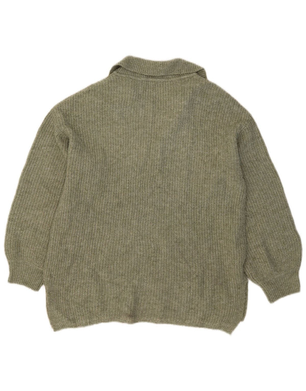 Marks & Spencer Damski sweter polo UK 12, średni khaki, akryl