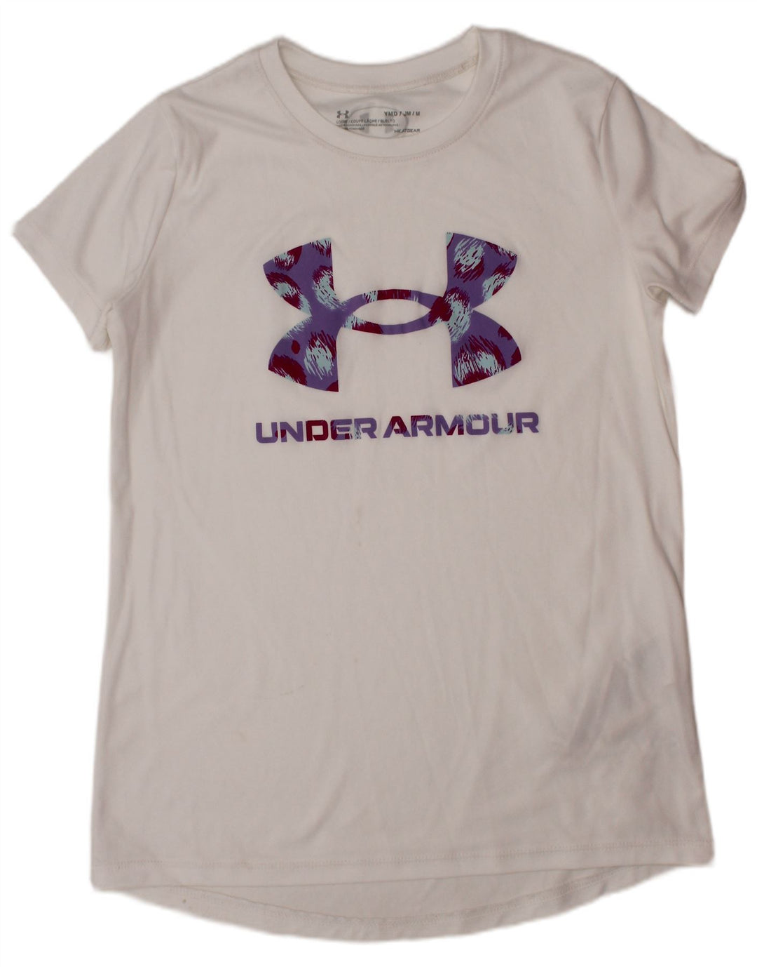 Dziewczęcy T-shirt z grafiką UNDER ARMOUR Heat Gear 9-10 lat, średni kolor biały
