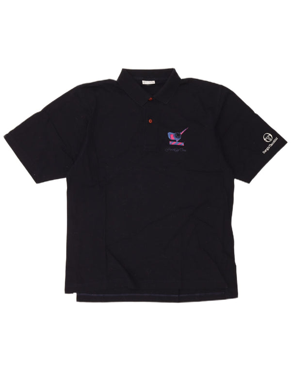 Sergio Tacchini Mens Polo Shirt Large Navy Blue Cotton