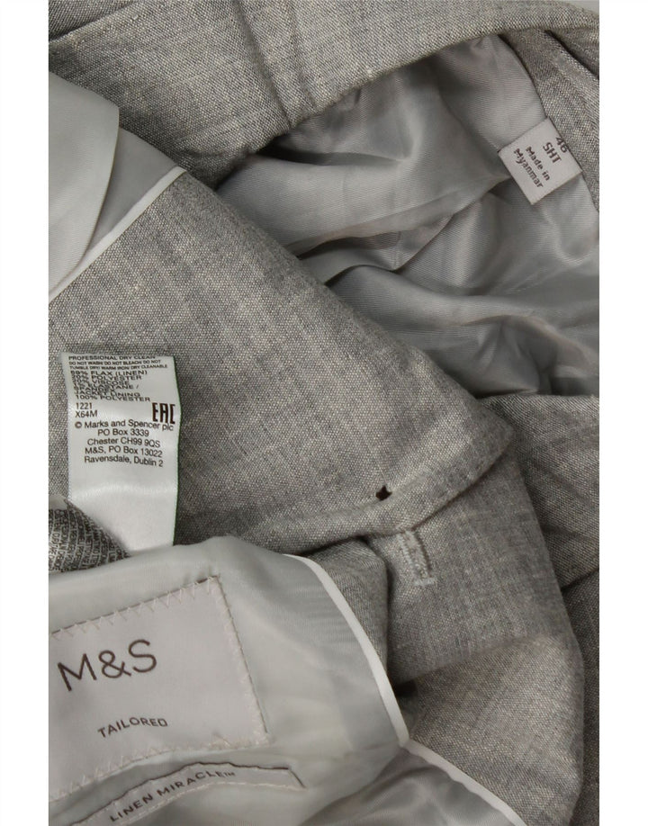 Marks & Spencer Męska marynarka zapinana na 2 guziki IT 48 Średnioszary, lniany