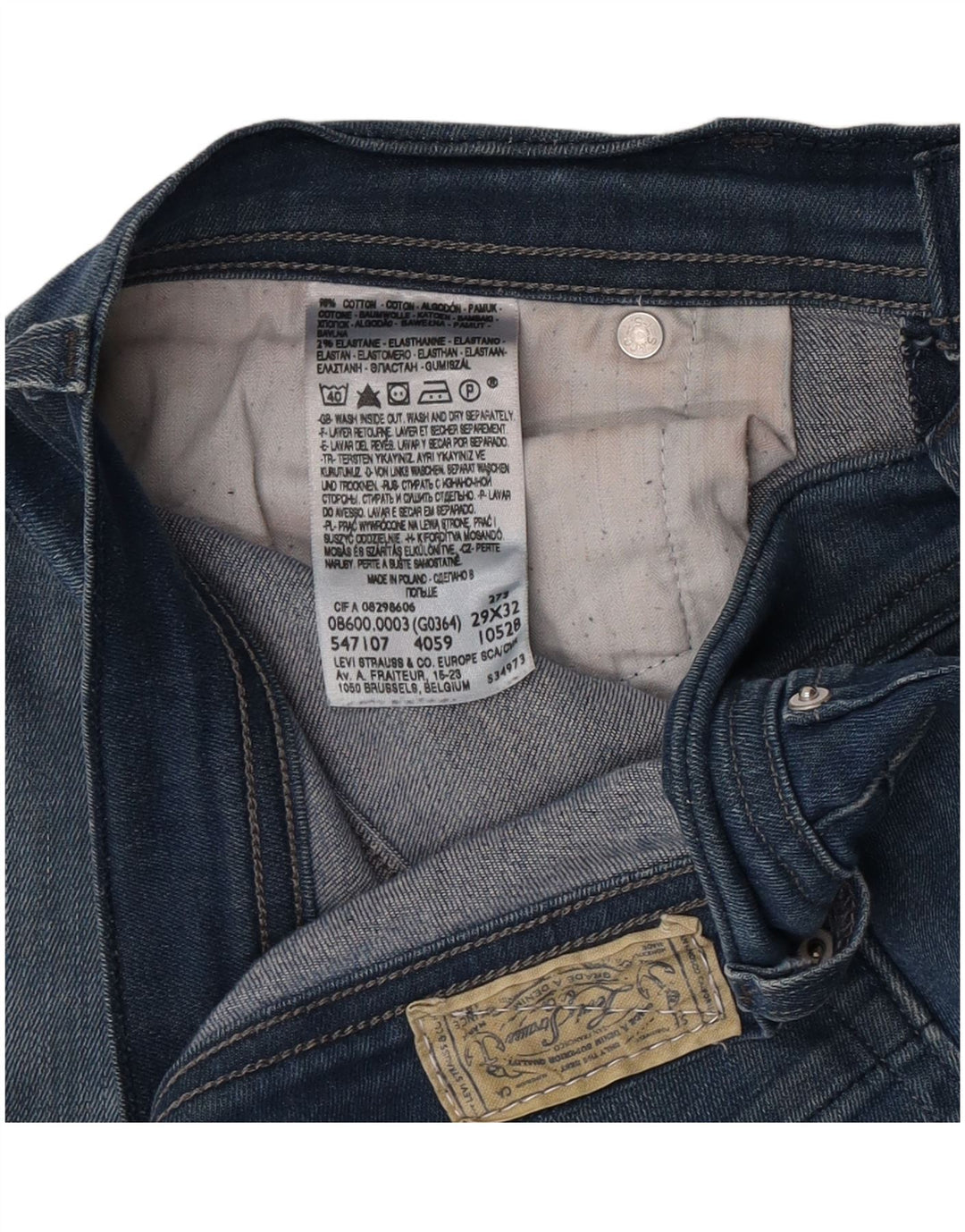 Damskie jeansy Levi's Skinny W29 L32 Niebieskie bawełniane