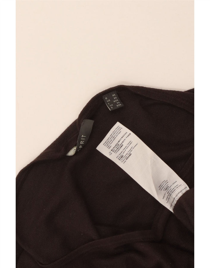 Damska koszulka oversize Esprit o długim kroju, UK 18 XL, brązowa wiskoza