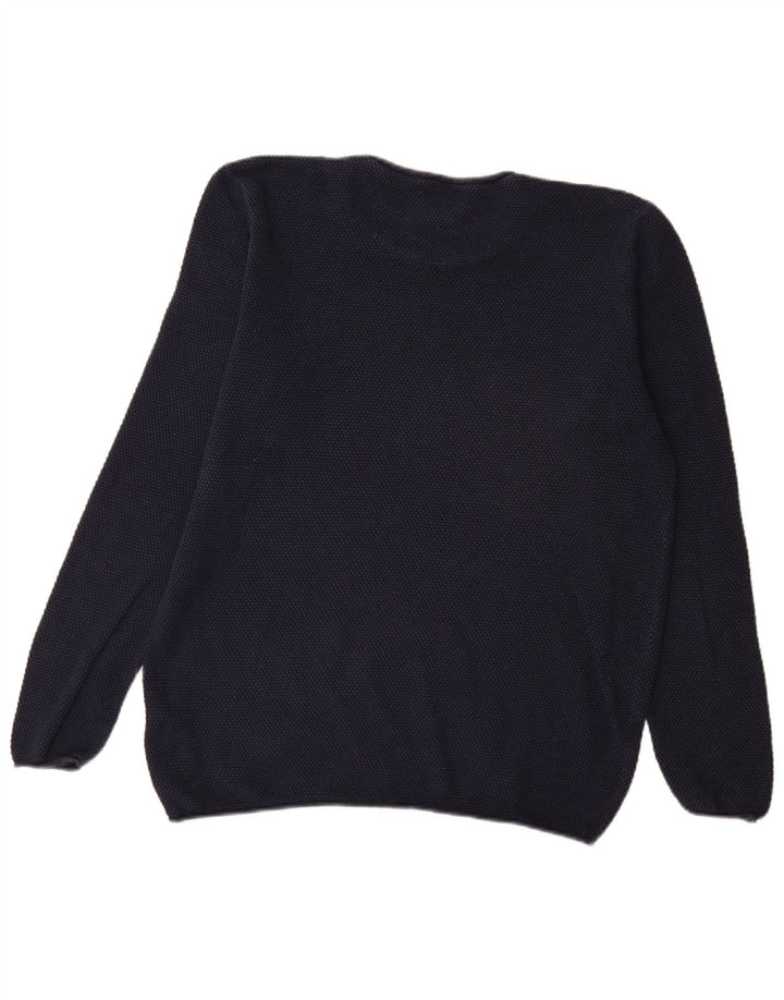 Guess Męski sweter z okrągłym dekoltem, duży, granatowy, bawełniany