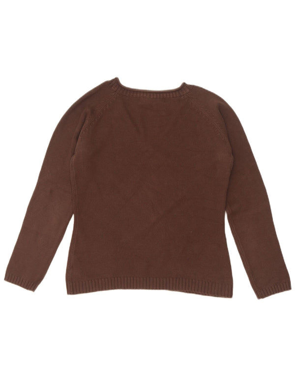 Damski sweter Zara z dekoltem w kształcie litery V, UK 12, średni brązowy bawełniany