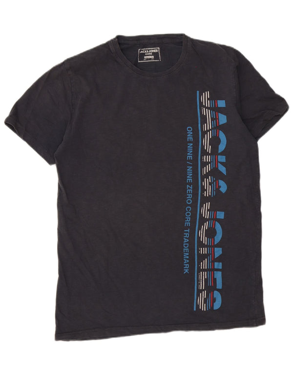 Męski T-shirt z grafiką Jack & Jones o regularnym kroju, duży, szary, bawełniany