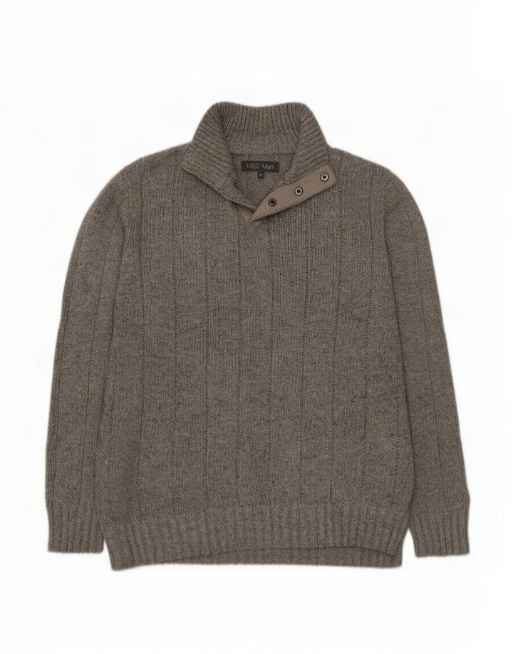 Marks & Spencer Męski sweter zapinany na guziki, średnioszary, wiskozowy
