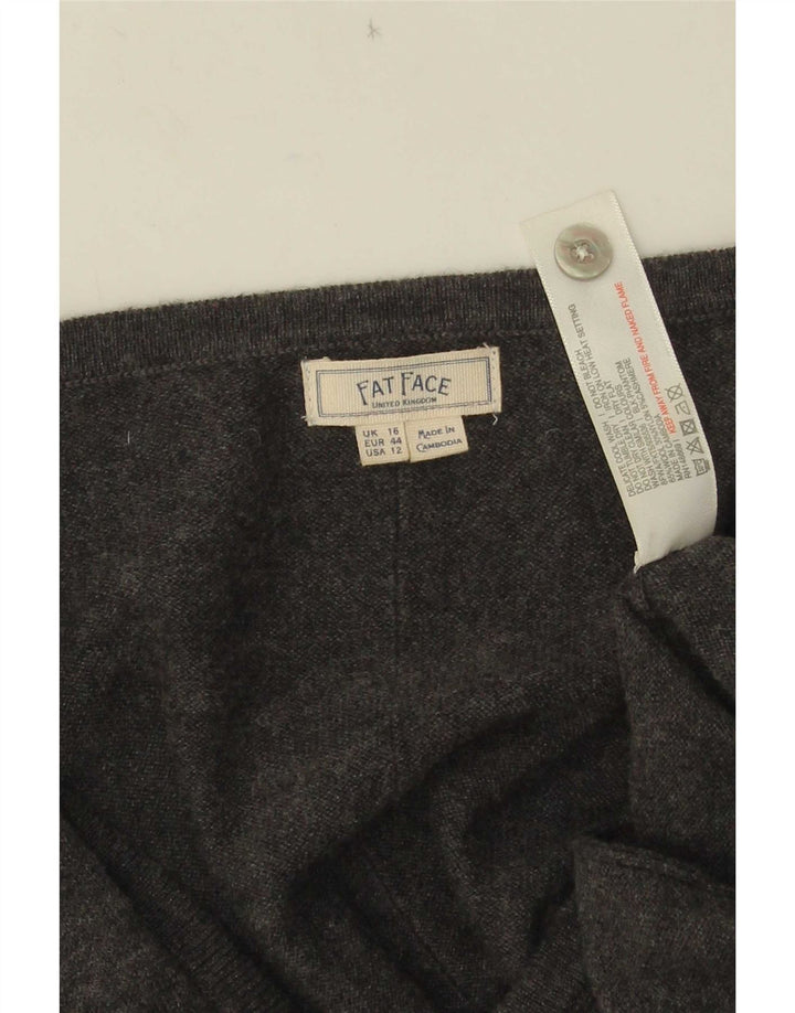 Damski sweter rozpinany Fat Face UK 16, duży, szary, wełniany