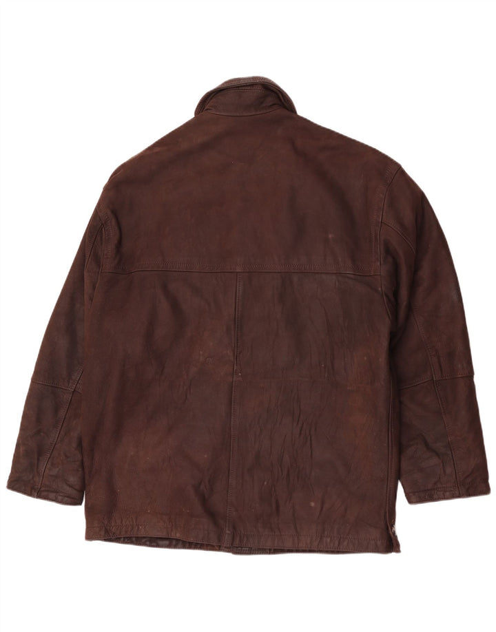Vintage męska kurtka skórzana IT 48 średniej wielkości brązowa skóra