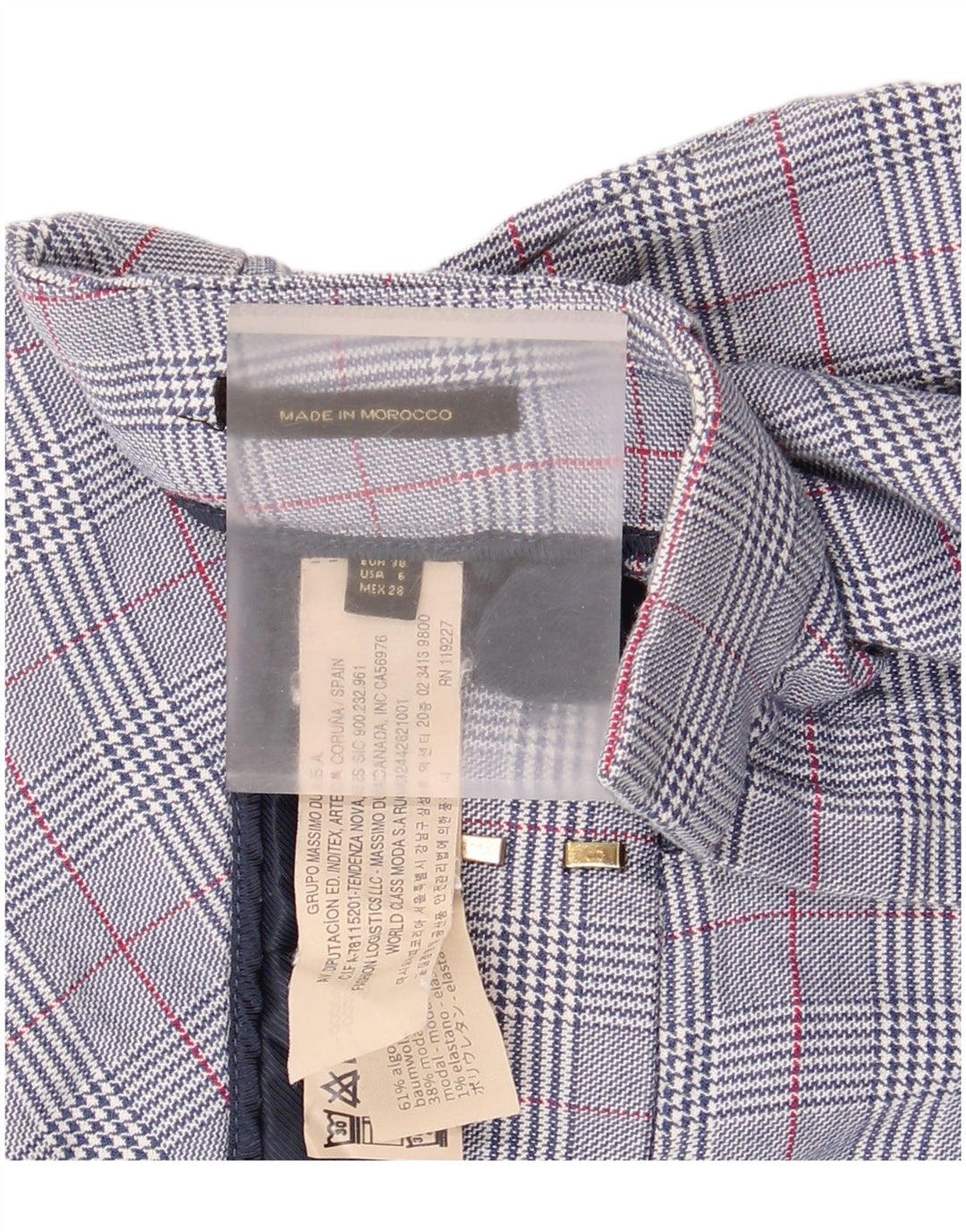 Spodnie Chino Massimo Dutti Damskie EU 38 Small W30 L26 Niebieskie pepitkę