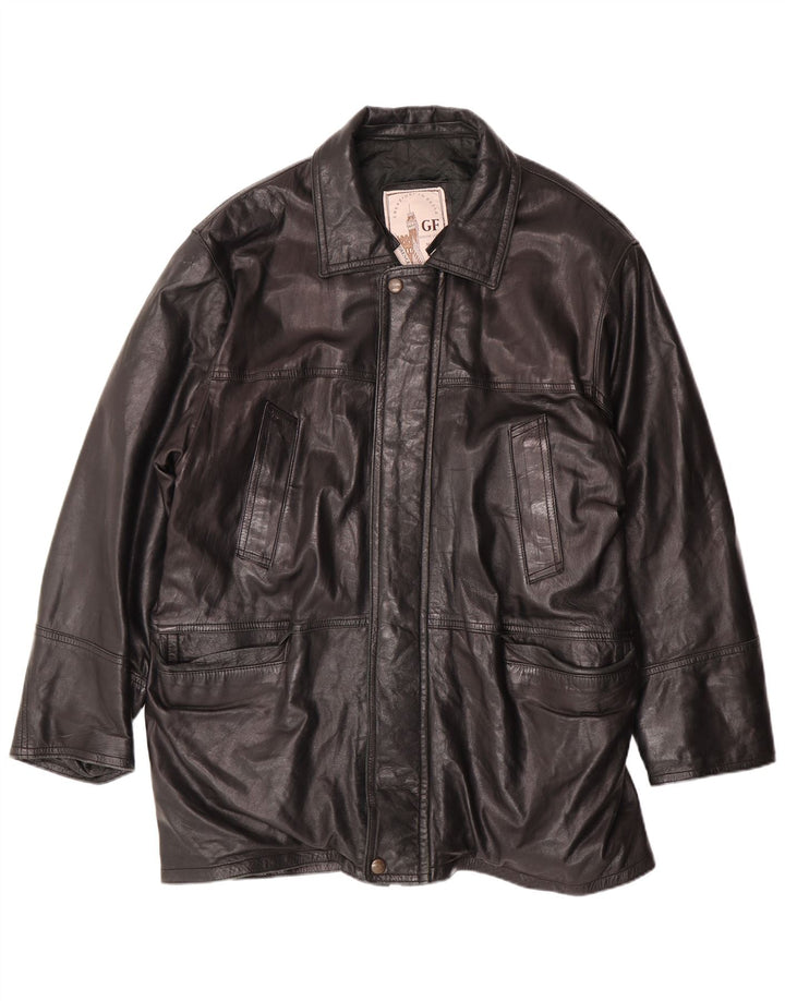 VINTAGE Mens Leather Jacket UK 40 Large Black Leather