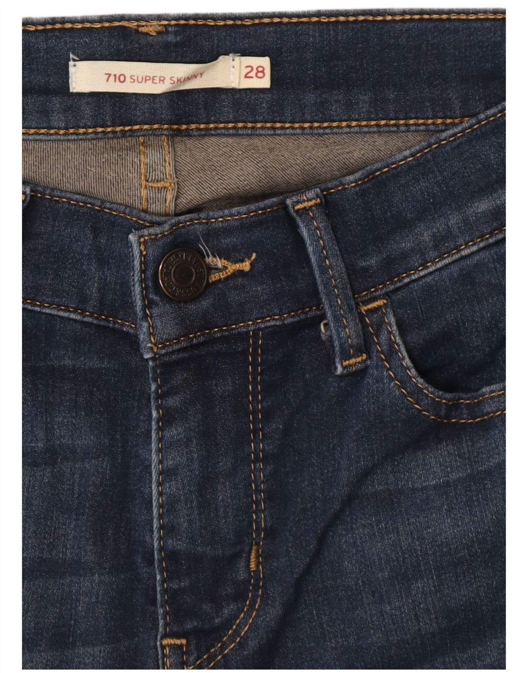 Damskie jeansy LEVI'S 710 Super Skinny W28 L30 Granatowa bawełna