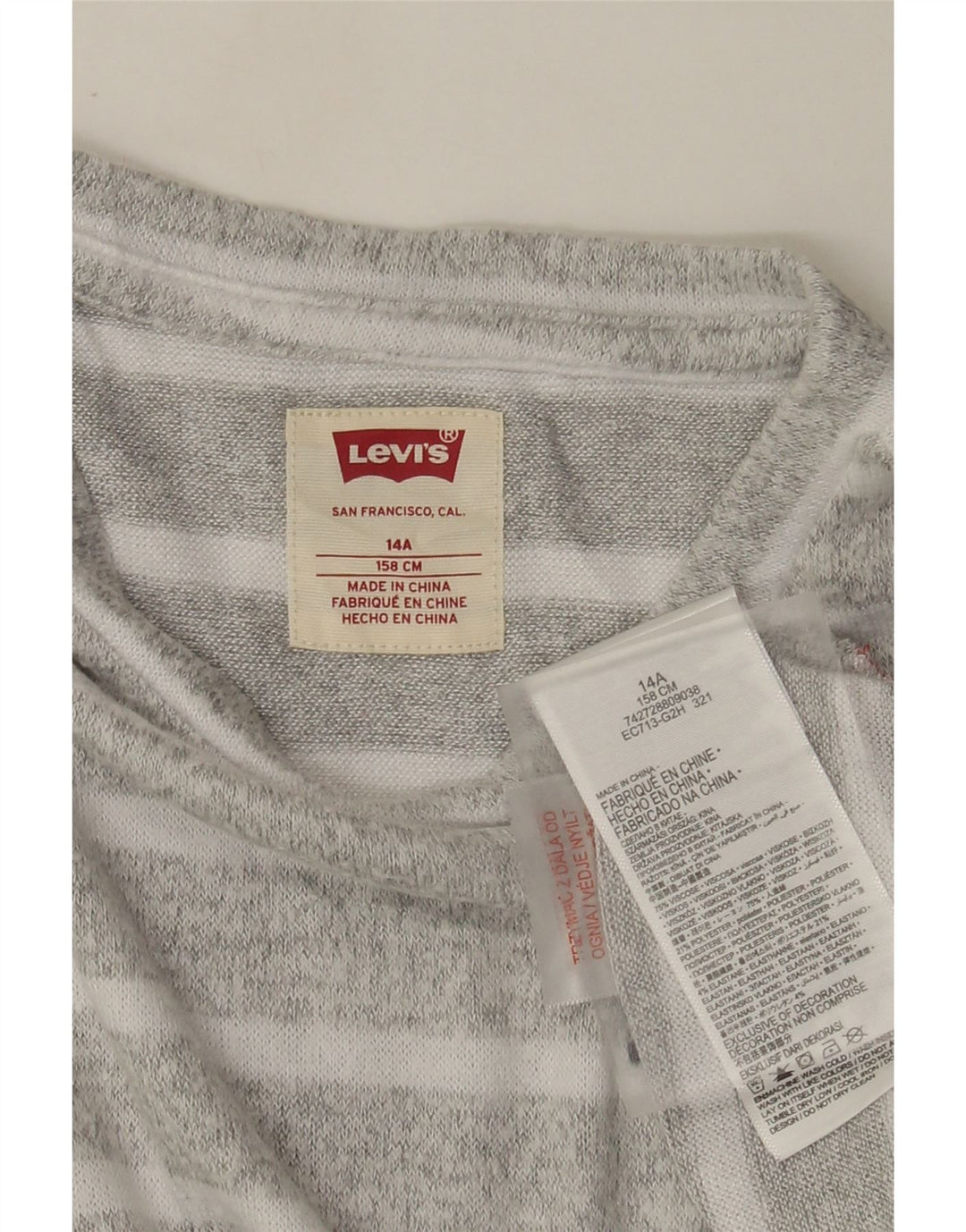 Bluza dziewczęca Levi's 13-14 lat, szara wiskoza w paski