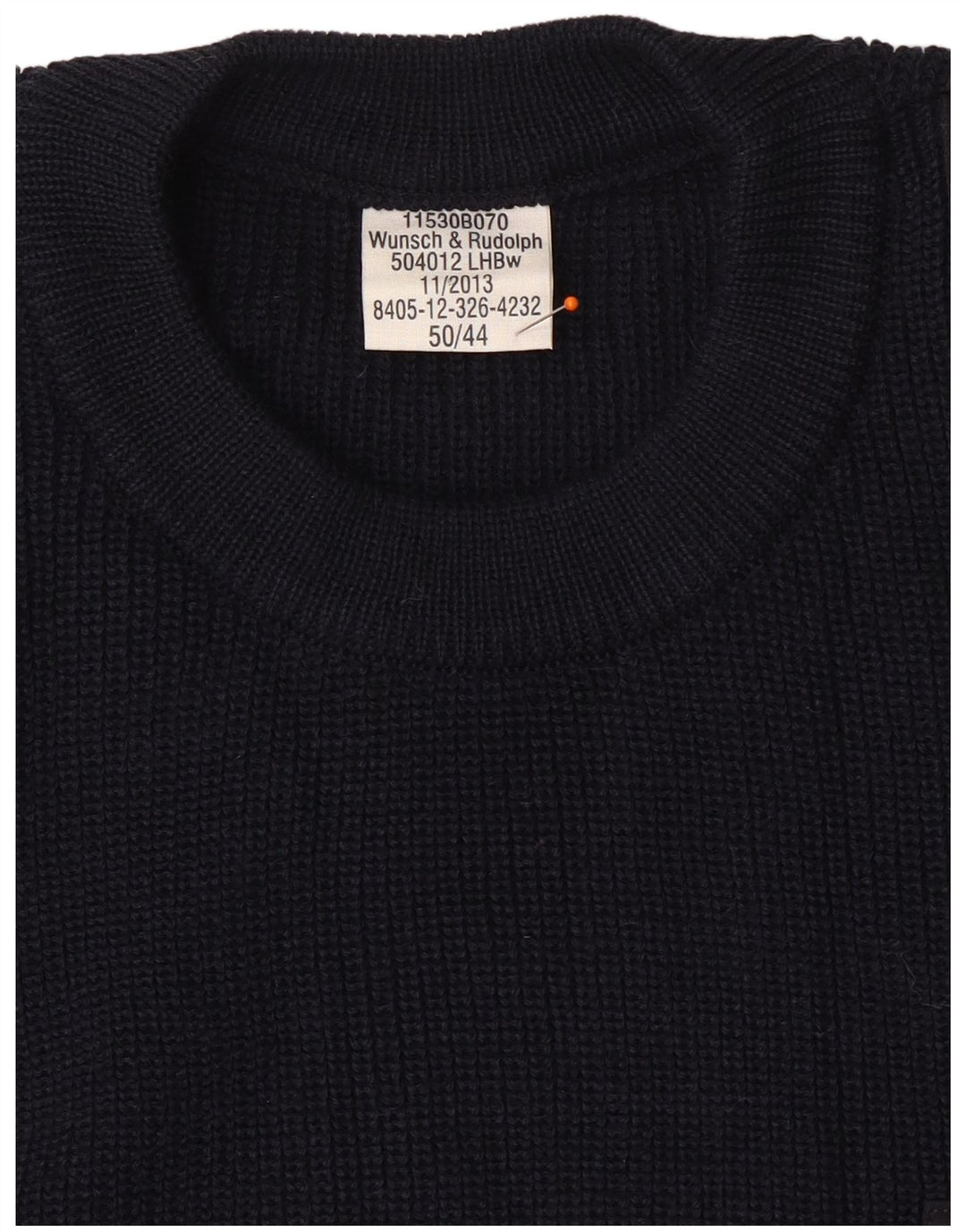 Męski sweter wojskowy z okrągłym dekoltem w stylu vintage IT 50, średni granatowy