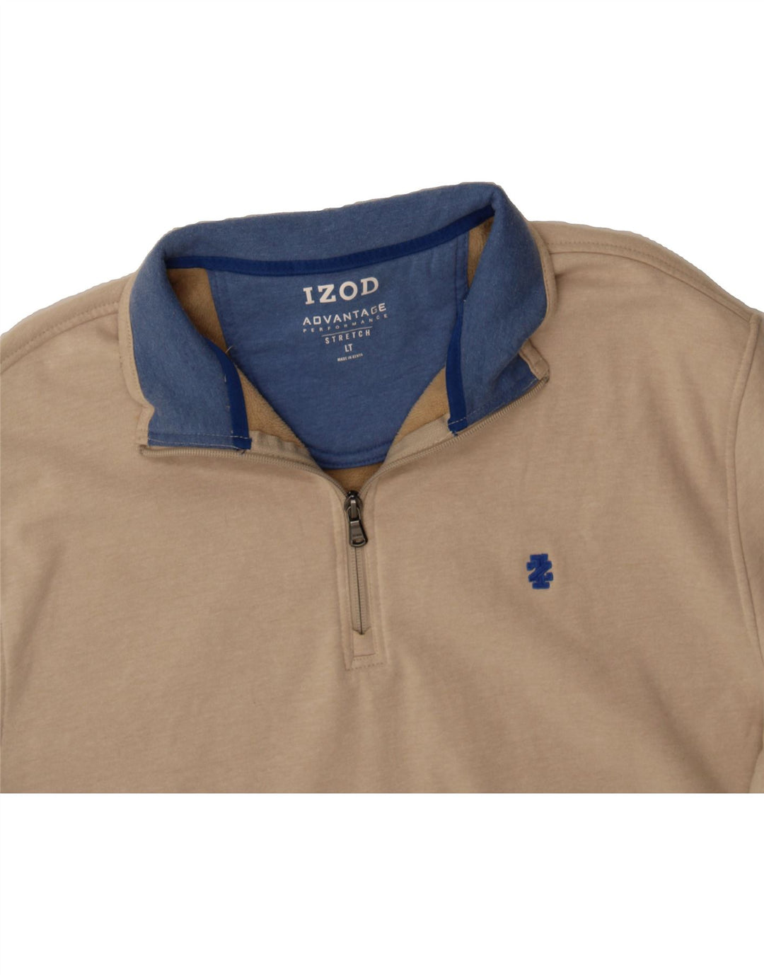 IZOD Mens Zip Neck Sweatshirt Jumper Large Beige Polyester Vintage Izod and Second-Hand Izod from Messina Hembry 