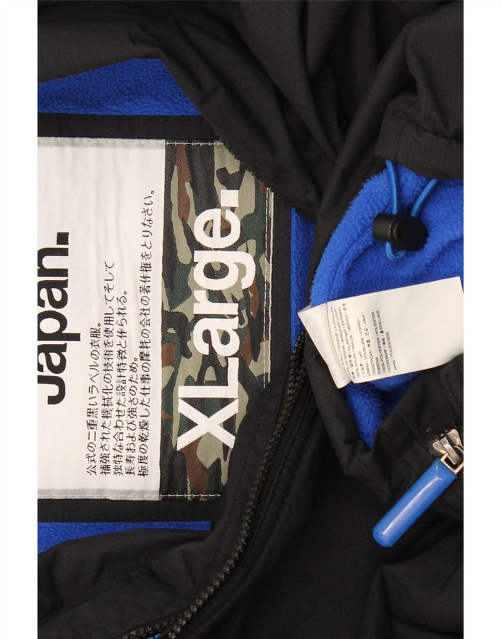 Męska kurtka wiatrówka z kapturem Superdry Graphic UK 42 XL, czarny poliester
