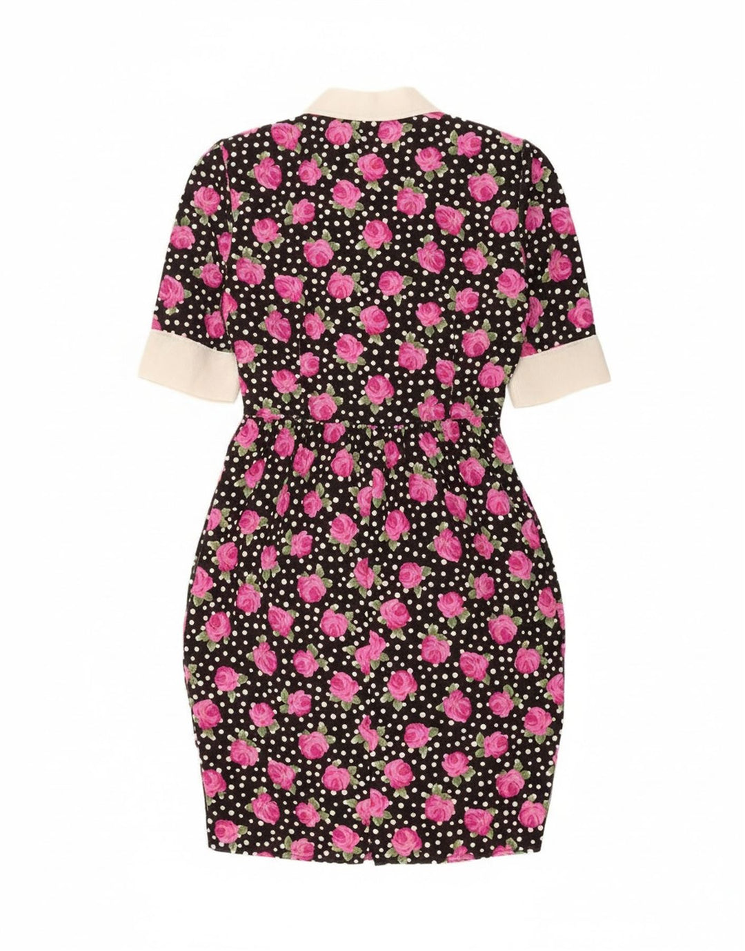 Vintage damska obcisła sukienka IT 46, duży czarny kwiatowy poliester
