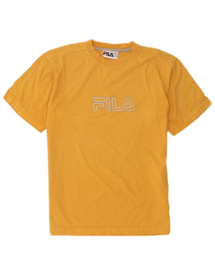 Męski T-shirt z grafiką Fila, duży, żółty, bawełniany