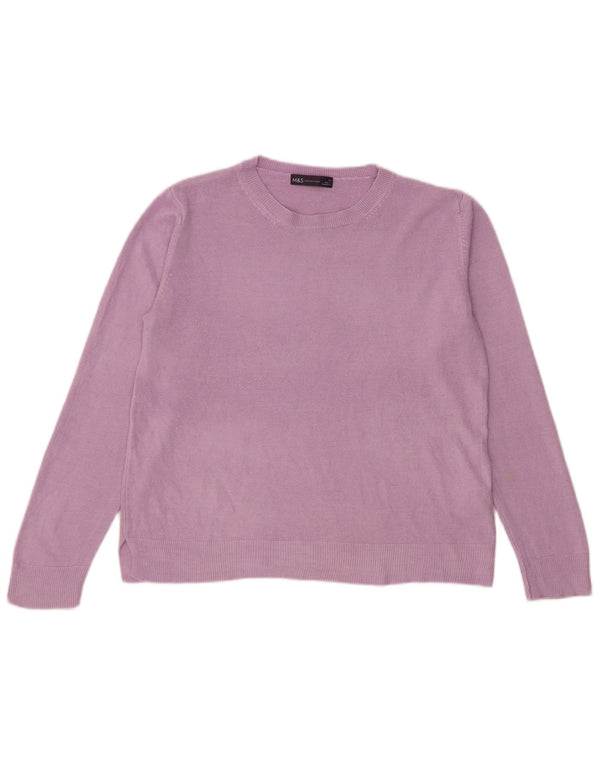 Marks & Spencer Damski sweter z okrągłym dekoltem UK 14, duży, fioletowy, akrylowy