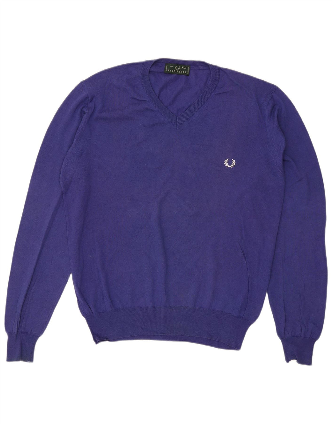 Męski sweter Fred Perry z dekoltem w kształcie litery V, 2XL, fioletowa bawełna
