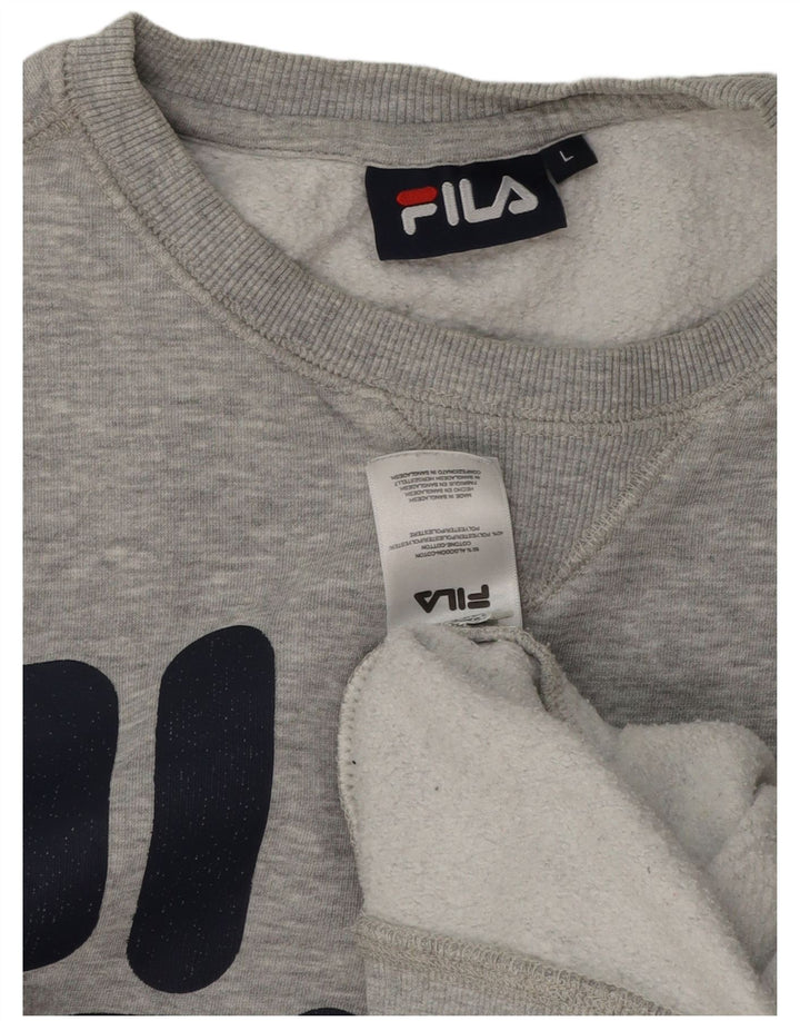 Męska bluza z grafiką Fila, duża, szara, nakrapiana bawełna