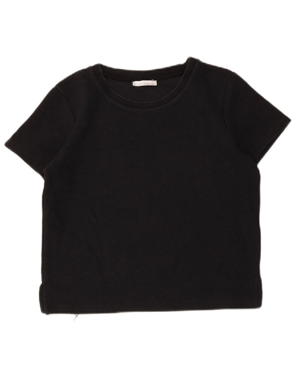 Damska koszulka Crop Top Zara UK 12, średnia czarna bawełna