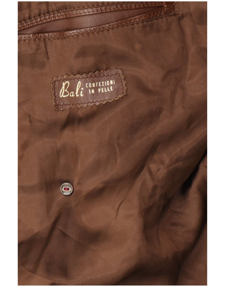 Męski płaszcz skórzany VINTAGE UK 38 Średni brązowy skórzany