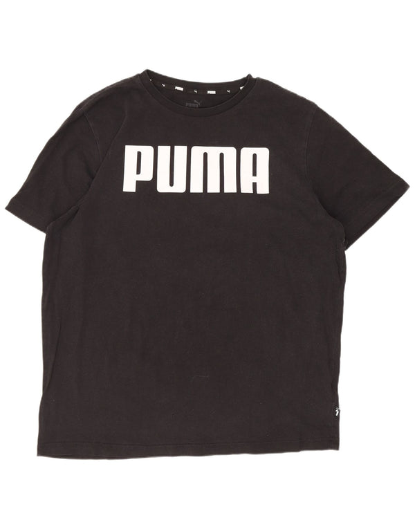 Męska koszulka z grafiką Puma, duża, czarna, bawełniana