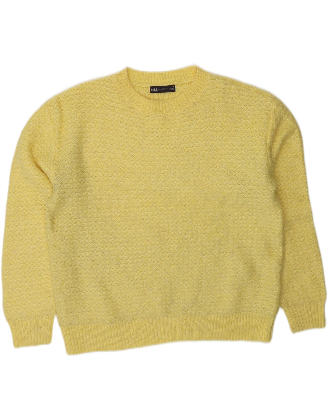 Marks & Spencer Damski sweter z okrągłym dekoltem UK 14 Średni żółty akryl