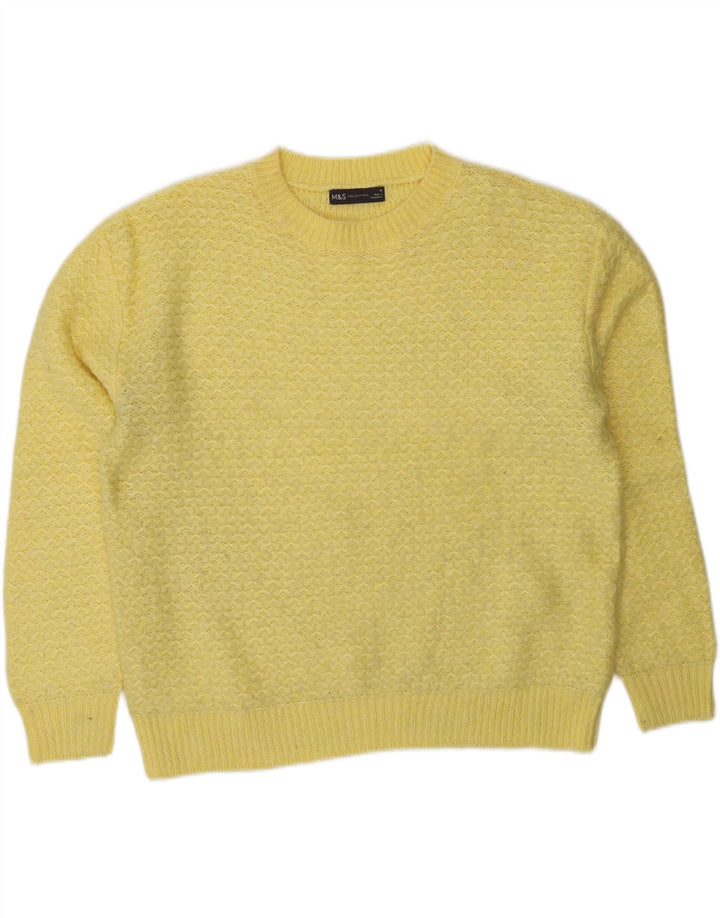 Marks & Spencer Damski sweter z okrągłym dekoltem UK 14 Średni żółty akryl