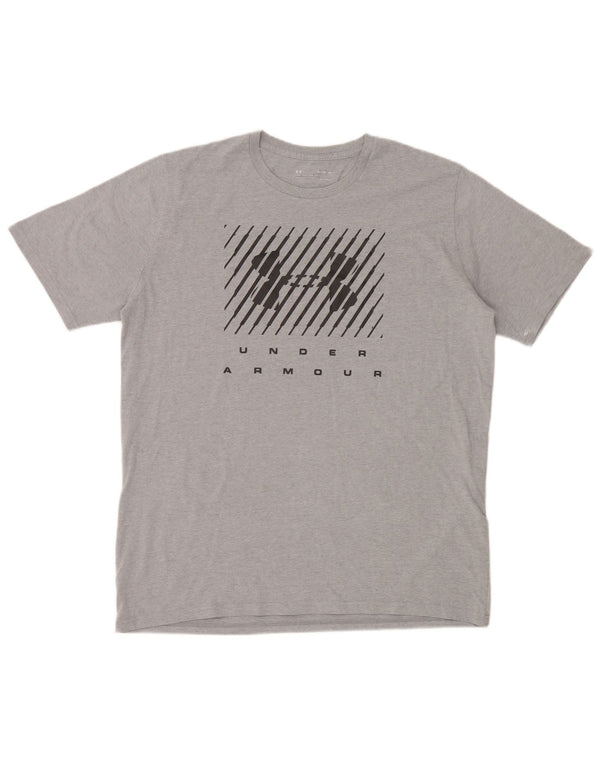 Męski t-shirt z grafiką Under Armour Heat Gear, XL, szary, bawełniany
