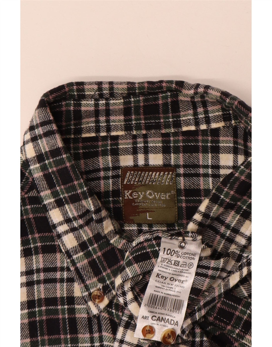 Vintage męska koszula flanelowa, duża, czarna bawełniana krata