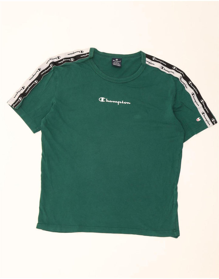 Męski T-shirt Champion z grafiką, duży, zielony, z blokami kolorów