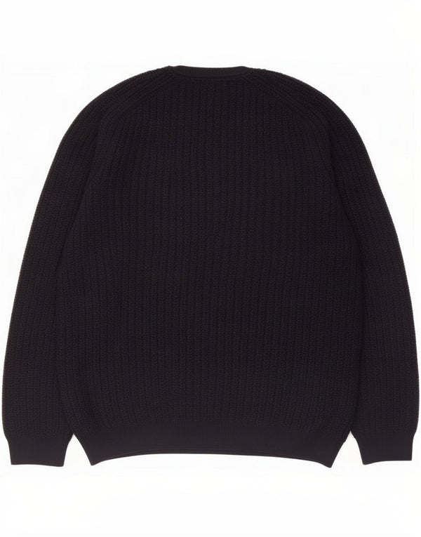 Sweter damski Massimo Dutti z okrągłym dekoltem UK 16, duży, granatowy, bawełniany