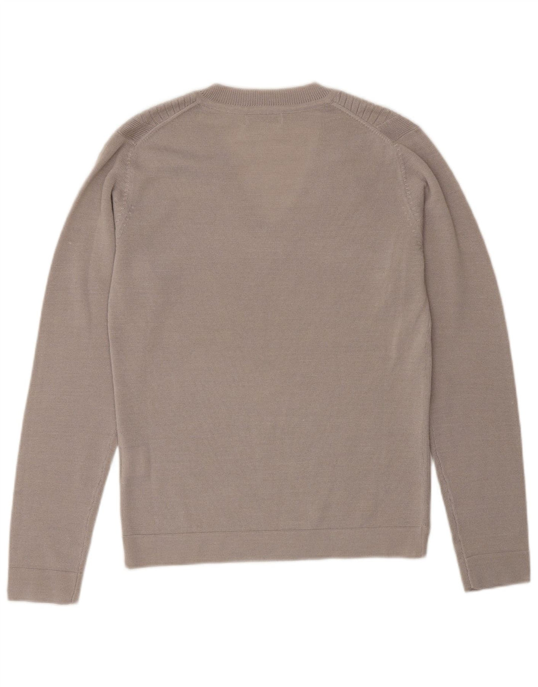 CALVIN KLEIN Damski sweter golfowy z dekoltem w kształcie litery V, UK 10, mały, beżowy, wełniany