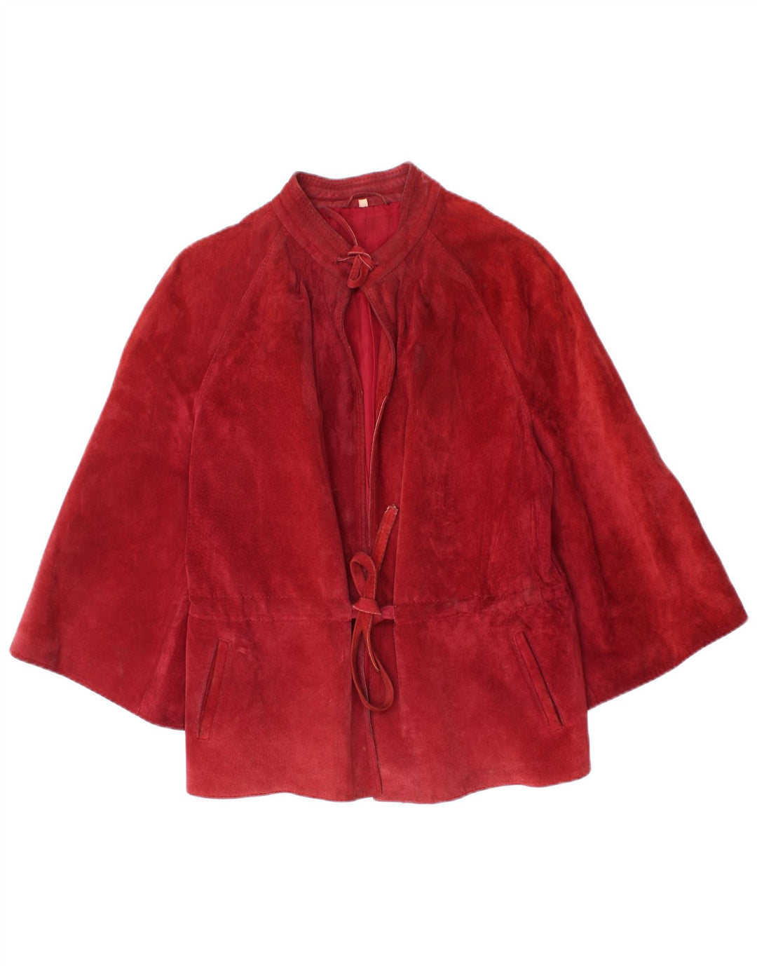 Vintage damska zamszowa kurtka z rękawem 3/4 IT 44, średnia czerwień