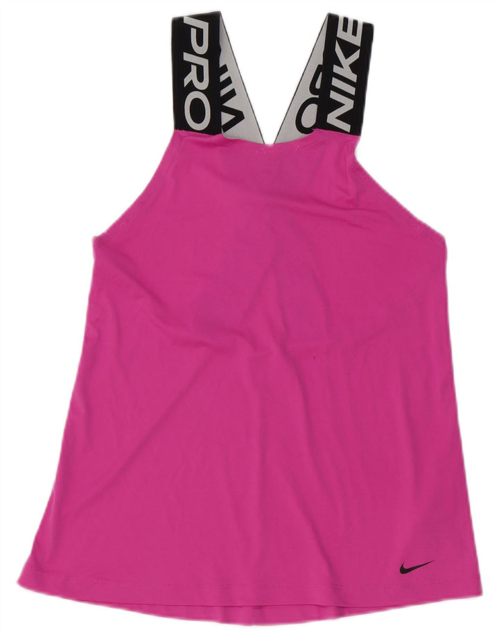 Damska kamizelka Nike Dri Fit Graphic Top UK 10 Mały różowy poliester z blokami kolorów