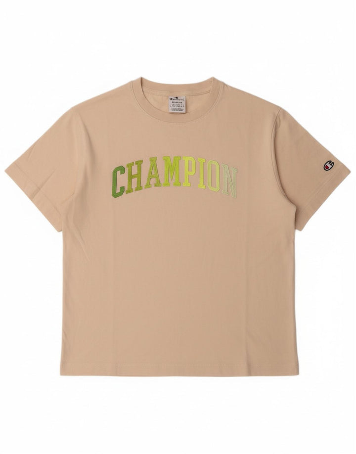 CHAMPION Womens Graphic T-Shirt Top UK 14 Medium White Cotton