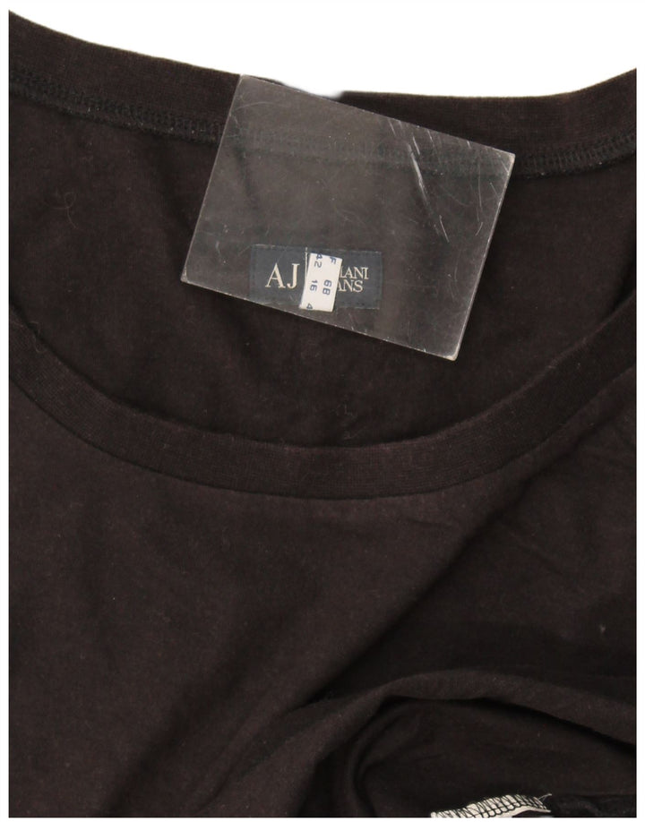 Damski top z grafiką Armani Jeans z długim rękawem, UK 16, duży, czarny
