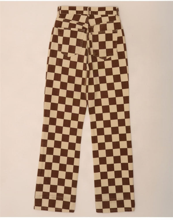 Pull & Bear Womens Straight Jeans EU 34 XS W24 L31 Brown Geometric