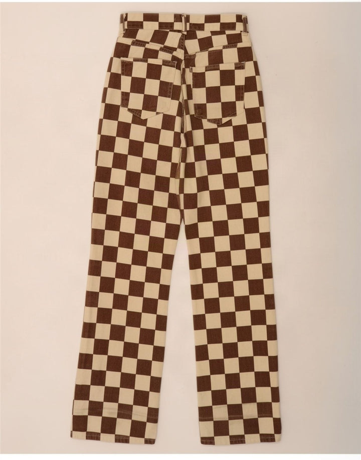 Damskie proste dżinsy Pull & Bear EU 34 XS W24 L31 Brązowe geometryczne