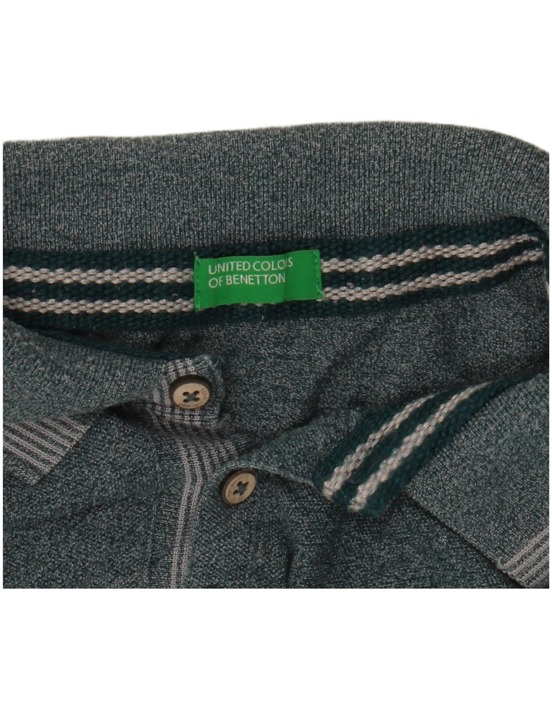 Męska koszulka polo Benetton z grafiką, w kolorze średniozielonym, nakrapiana